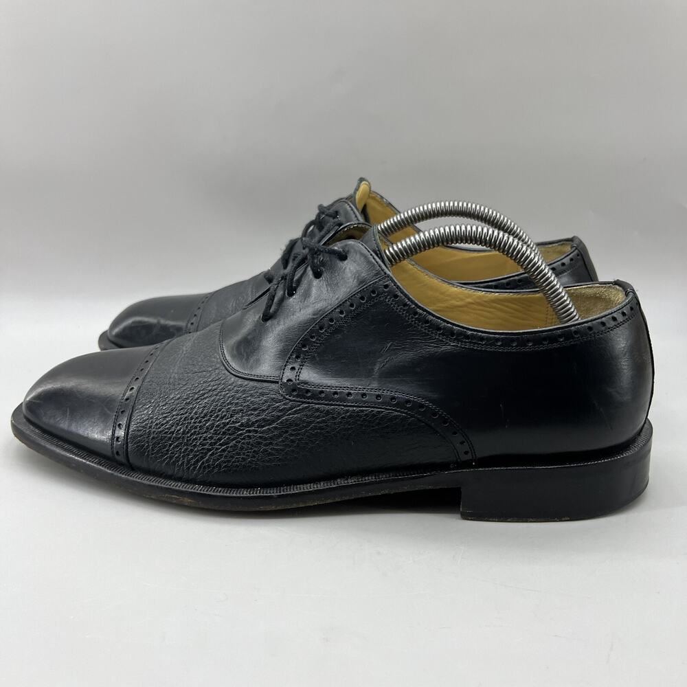 Mezlan Andrew Cap Toe Oxford Men Size 11 M Black Leather Medallion Dress Shoes - Picture 3 of 11